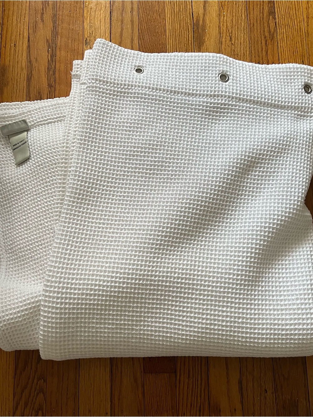 Pottery Barn waffle weave cotton shower curtain